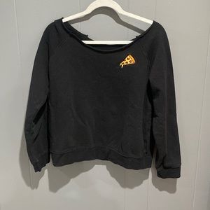 off the shoulder pizza sweatshirt